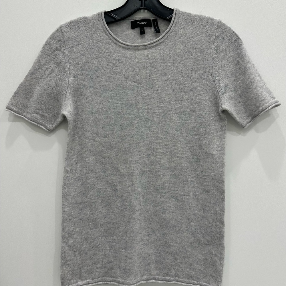 Theory Light Gray Short Sleeve Women’s Sweater Tee Size P